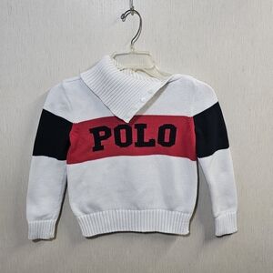 Polo Ralph Lauren Kids Knit Sweater Size 8/10 Red White Black Pullover